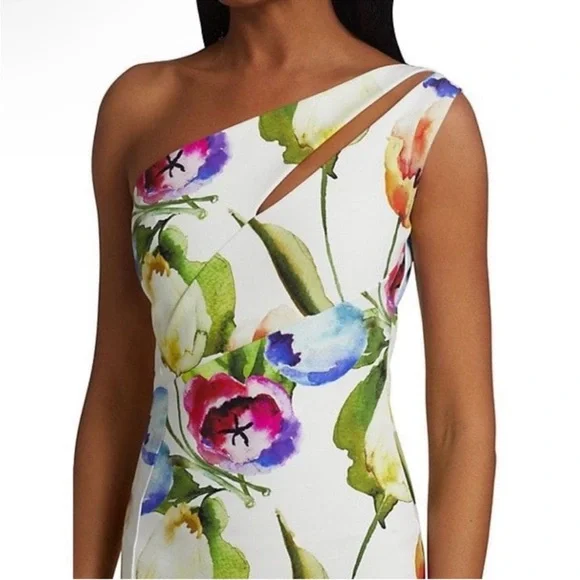 Chiara Boni La Petite Robe Floral One-shoulder Jersey Gown In Tulipano 44/8